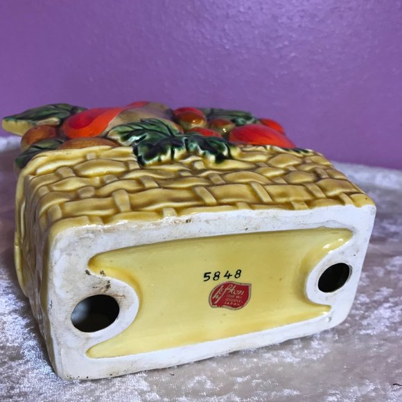 Vintage Lefton Vintage Floral Fruit Basket Napkin Holder Kitchen Retro Decor EUC - Picture 5 of 8